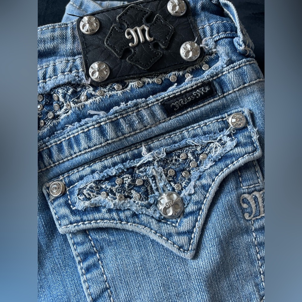 Miss Me Low Rise Y2K Rhinestone Embellished Bootcut Jeans - Picture 10 of 13